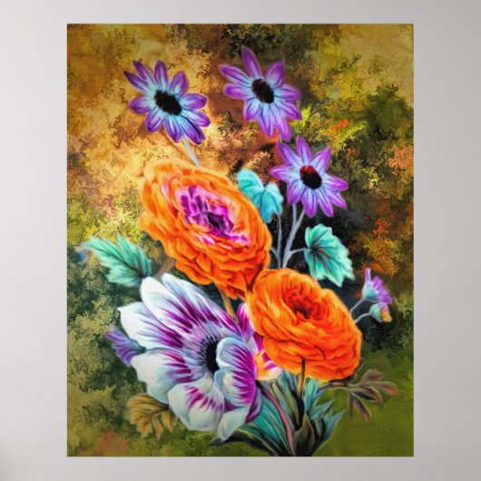 Dahlia en daisy flower garden floral poster (Voorkant)