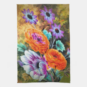 Dahlia en daisy flower garden floral theedoek