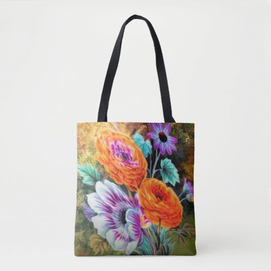 Dahlia en daisy flower garden floral tote bag (Voorkant)