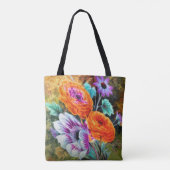 Dahlia en daisy flower garden floral tote bag (Achterkant)