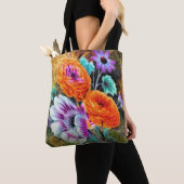 Dahlia en daisy flower garden floral tote bag (Dichtbij)