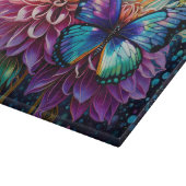 Dahlia en iriserende vlinder snijplank (Hoek)