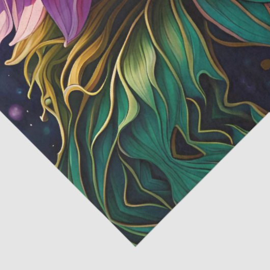 Dahlia en iriserende vlinder tissuepapier (Detail)