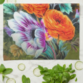 Dahlia en madeliefje bloementuin  theedoek (Gevouwen)