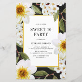 Dahlia en Spirea Botanical Sweet 16 Uitnodiging (Voorkant)