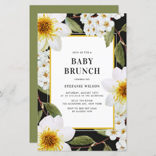 Dahlia en Spirea Botanische Baby Brunch Uitnodigin