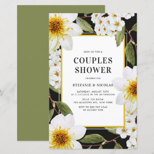 Dahlia en Spirea Botanische Koppels Douche Uitnodi
