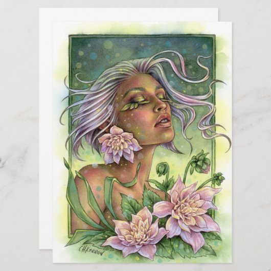Dahlia Fantasy Flower Fae Enchantress Art Kaart (Voorkant / Achterkant)