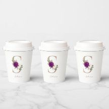 Dahlia floral bouquet roos gold monogram S