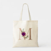 Dahlia floral bouquet roos monogram goud tote bag (Achterkant)