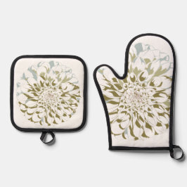 Dahlia Floral  Ovenwant & Pannenlap Set