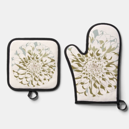 Dahlia Floral  Ovenwant & Pannenlap Set (Voorkant)