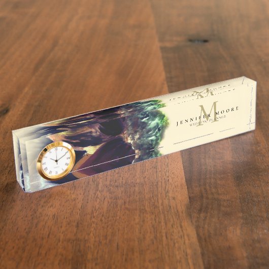 Dahlia Floral Painting Monogram Naambordje (Zijkant)