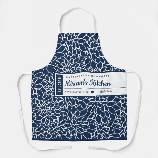 Dahlia Floral Pattern Artisan All-Over Print Apron Schort (Voorkant)