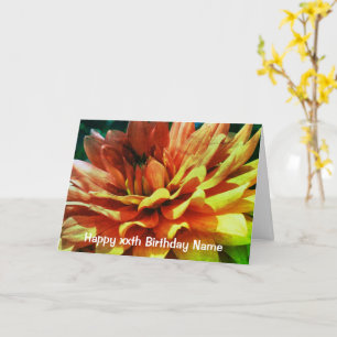 Dahlia Flower Abstract gepersonaliseerde verjaarda Kaart