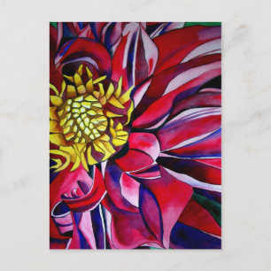 Dahlia flower abstracte originele bloemkunst briefkaart