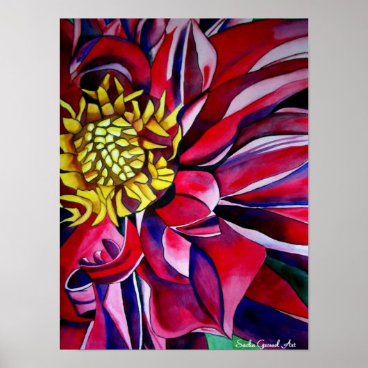 Dahlia flower abstracte originele bloemkunst poster (Voorkant)