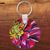 Dahlia flower abstracte originele bloemkunst sleutelhanger (Voorkant)