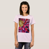 Dahlia flower abstracte originele bloemkunst t-shirt (Voorkant volledig)