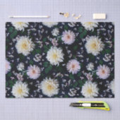 Dahlia Flower Blooms blush on black Tissuepapier (Craft)