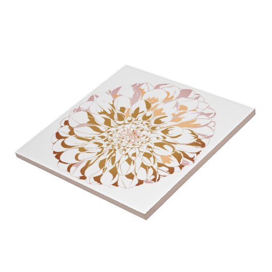 Dahlia flower ceramic accent tile - sepia tones tegeltje (Zijkant)