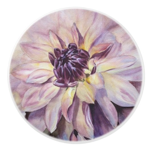 DAHLIA FLOWER CERAMIC KNOB KERAMISCHE KNOP (Voorkant)