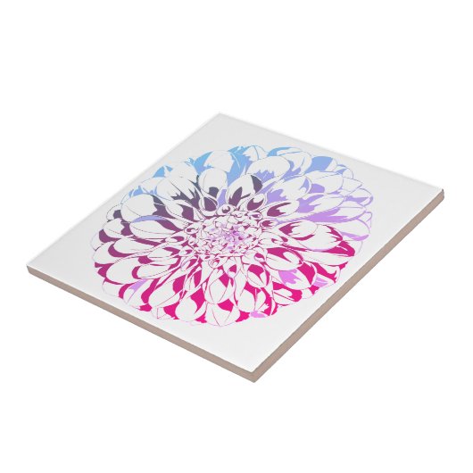 Dahlia flower ceramic tile - bright pink tones tegeltje (Zijkant)