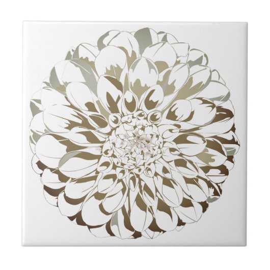 Dahlia flower ceramic tile - brown tones tegeltje (Voorkant)