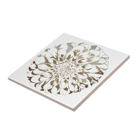 Dahlia flower ceramic tile - brown tones tegeltje (Zijkant)