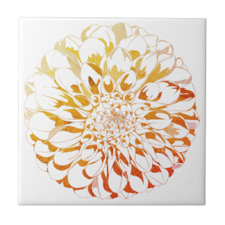 Dahlia flower ceramic tile - rusty tones tegeltje