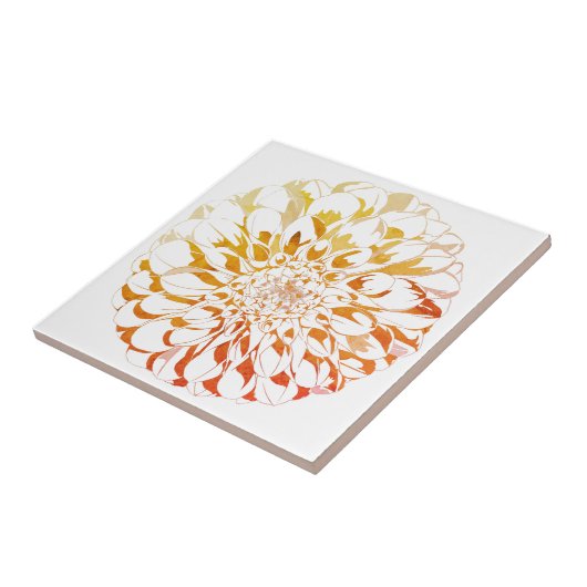 Dahlia flower ceramic tile - rusty tones tegeltje (Zijkant)