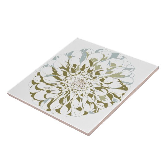 Dahlia flower ceramic tile  tegeltje (Zijkant)