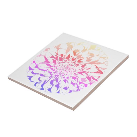 Dahlia flower ceramic tile - violet tones tegeltje (Zijkant)