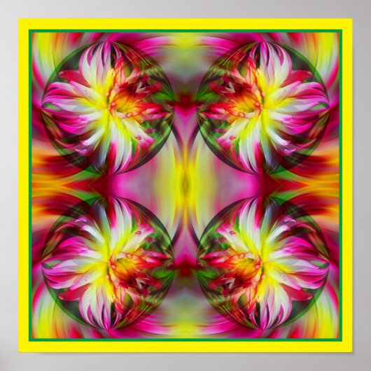 Dahlia Flower Floral Abstracte Art Poster (Voorkant)