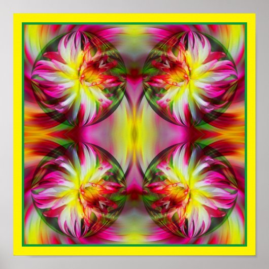 Dahlia Flower Floral Abstracte Art Poster (Voorkant)