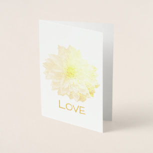 DAHLIA FLOWER GOLD LEAF ETCHED CARD.  Leeg Folie Kaarten