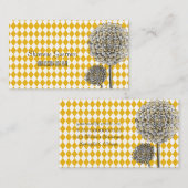 Dahlia Flower Harlequin Mustard Pattern Visitekaartje (Voorkant / Achterkant)