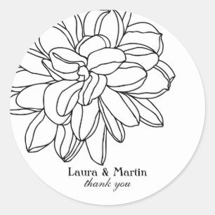 Dahlia flower head, modern, eenvoudig design invit ronde sticker