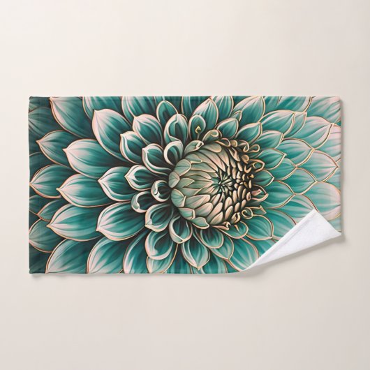 Dahlia Flower in Blauwgroen Aqua Blue digitale kun Bad Handdoek (Handdoek)