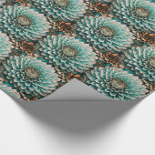 Dahlia Flower in Blauwgroen Aqua Blue digitale kun Cadeaupapier (Hoek)