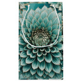 Dahlia Flower in Blauwgroen Aqua Blue digitale kun Klein Cadeauzakje (Achterkant)