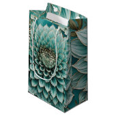 Dahlia Flower in Blauwgroen Aqua Blue digitale kun Klein Cadeauzakje (Voorkant Gekanteld)
