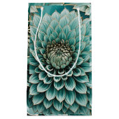 Dahlia Flower in Blauwgroen Aqua Blue digitale kun Klein Cadeauzakje (Voorkant)