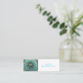 Dahlia Flower in Blauwgroen Aqua Blue digitale kun Mini Visitekaartje (Staand voorkant)