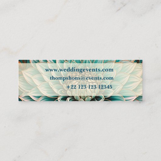 Dahlia Flower in Blauwgroen Aqua Blue digitale kun Mini Visitekaartje (Achterkant)