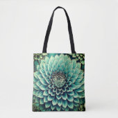 Dahlia Flower in Blauwgroen Aqua Blue digitale kun Tote Bag (Voorkant)
