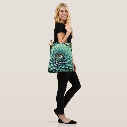 Dahlia Flower in Blauwgroen Aqua Blue digitale kun Tote Bag (Op model)