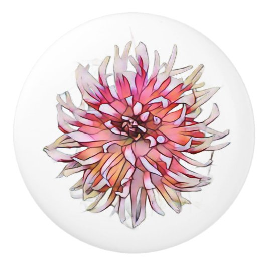 DAHLIA FLOWER KERAMISCHE KNOP (Voorkant)