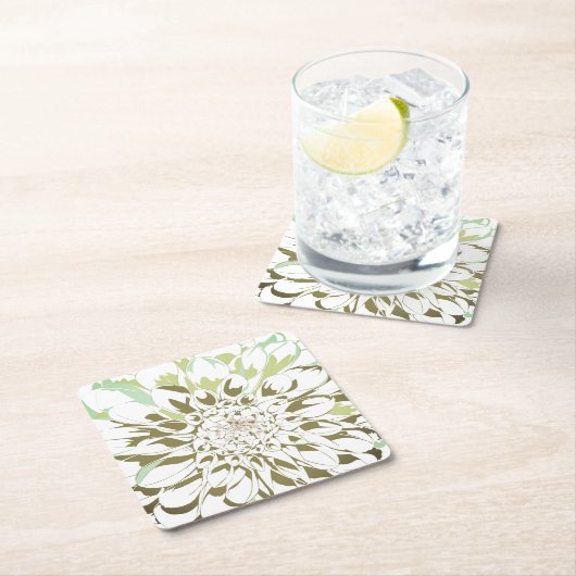 Dahlia flower paper coaster set kartonnen onderzetters (Insitu)