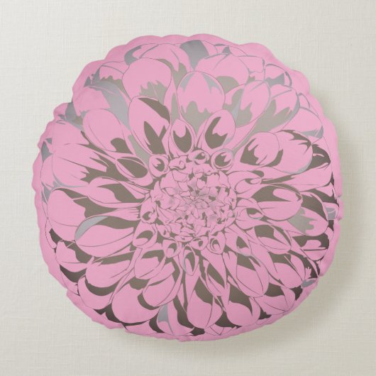 Dahlia flower pastel pink pillow rond kussen (Voorkant)